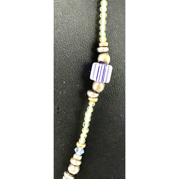 Handmade Necklace Furnace Cane Beads Gold & Silver Tone Metal Seed Beads Crystal - Picture 3 of 4